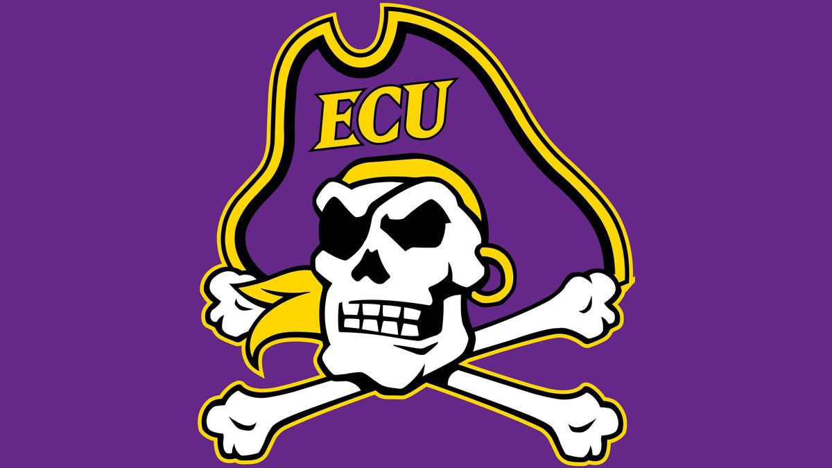 Youth Purple ECU Pirates Team Logo Dripping Helmet T-Shirt 