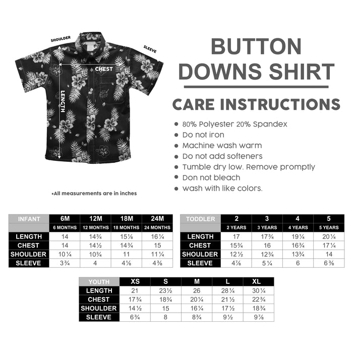 Fort Hays State University Tigers FHSU Black Hawaiian Boys Short Sleeve Button Down Shirt