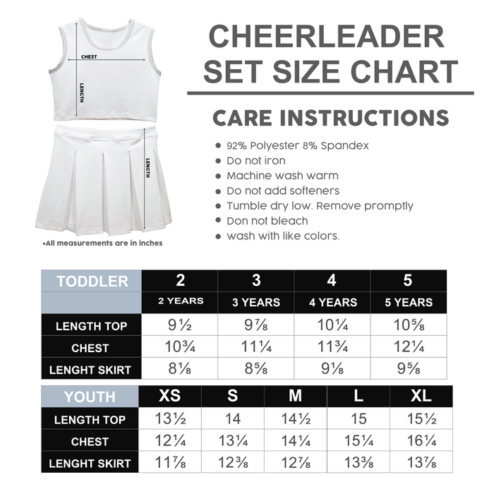 Red and White Sleeveless Youth Cheerleader Set