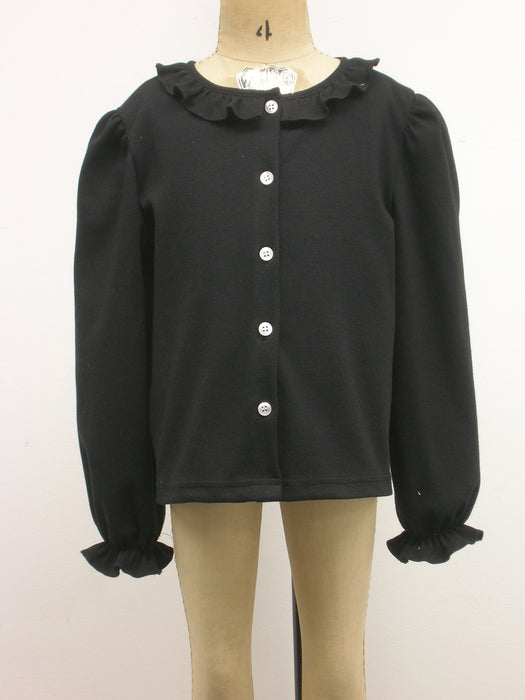 Bt Black Button Front, Knit Bl ouse (ls)