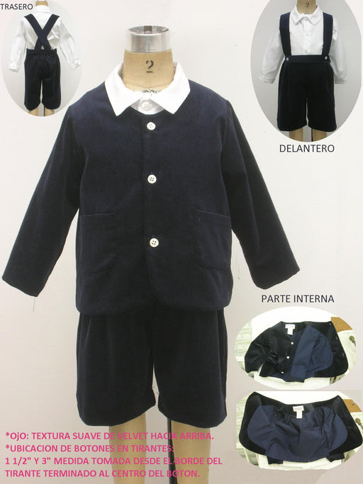 Navy Velveteen 3pc Eton Suit