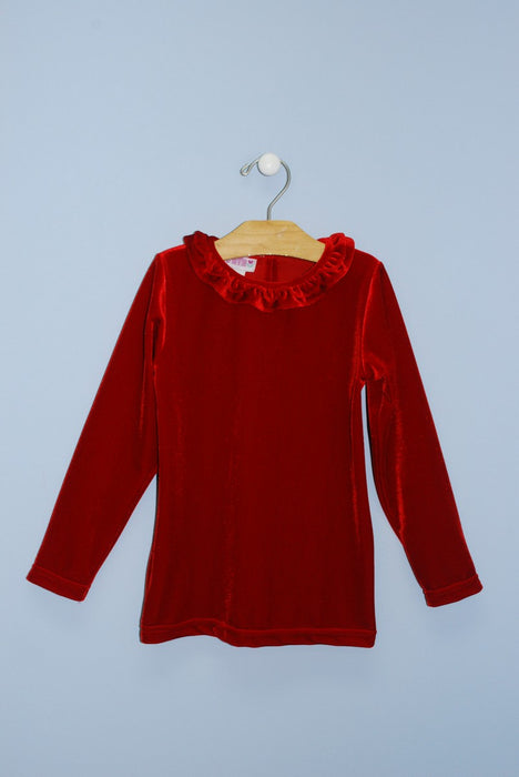 Simi Red Strech Velvet Knit Top