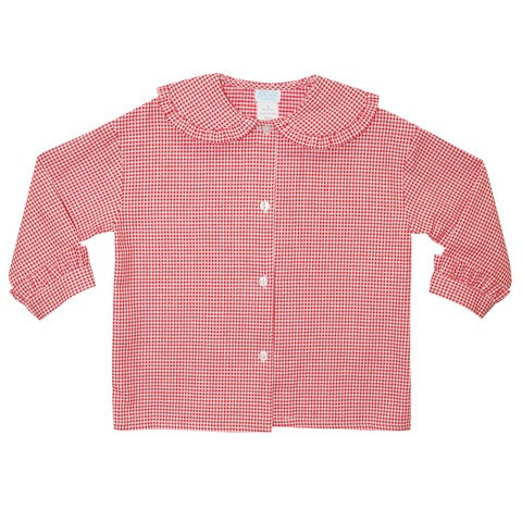 BT Red and White Check Ruffle Collar Top