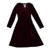 Fjs Stretch Velvet Burgundy Front Wrap Swing Dress