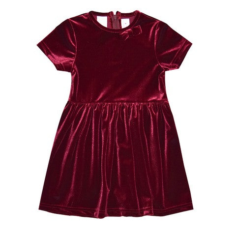 Fjs Stretch Velvet Burgundy Dress