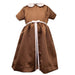 Fjs Brown Satin Dress With Cap Sleeve