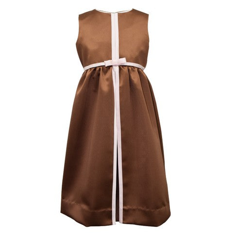 Fjs Brown Satin Sleeveless Dress