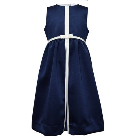 Fjs Navy Satin Sleeveless Dress