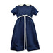 Fjs Navy Satin Dress With Cap Sleeve