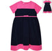 Fj Navy and Fucsia Block Corduroy Dress Short Sleeve