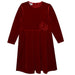 Red Scarlet Stretch Velvet Dress Long Sleeve