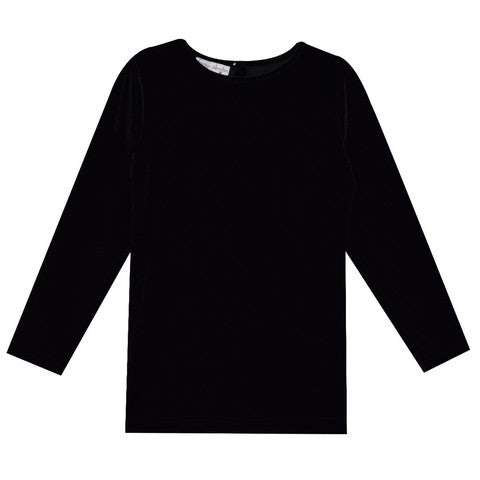 Black Velvet Boatneck Pullover Shirt Long Sleeve