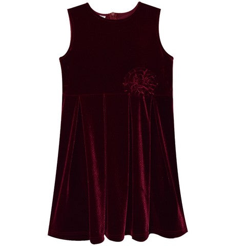 Fjs Burgundy Stretch Velvet Sleeveless Dress