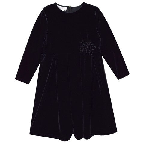 Fjs Black Stretch Velvet Dress Long Sleeve