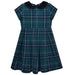 Fjs Teal and Navy Plaid Pleated Dress Short Sleeve