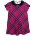 Fjs Fucsia and Navy Plaid Shift Dress Short Sleeve