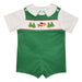 Snowman  With Trees Smocked Green Corduroy Boys Shortall And White Short Sleeve Shirt