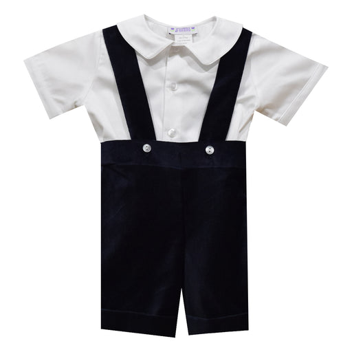 Navy Velveteen Short and Short Sleeve Shirt Set