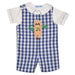 Sloth Applique Navy Big Check Boys Shortall and Shirt Short Sleeve