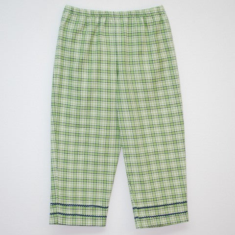 Lime Green Plaid Girls Pants