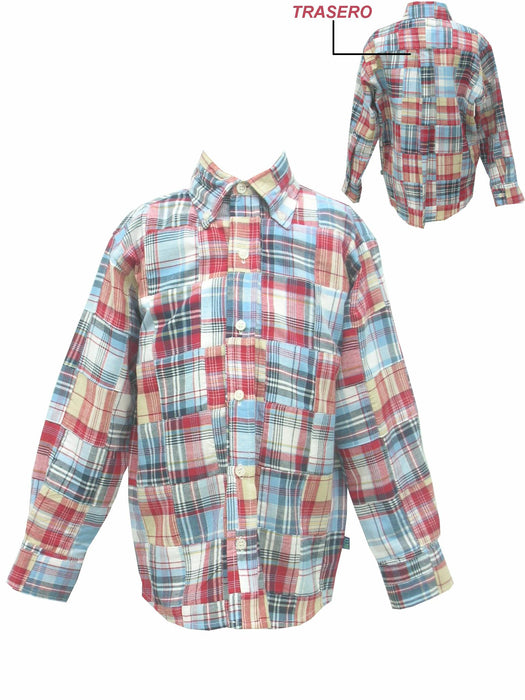 Patchwork, Button Down Shirt ( ls)