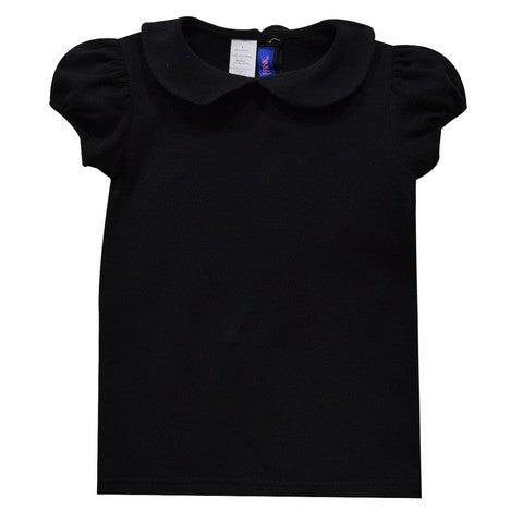 Black Knit Girls Top Short Sleeve