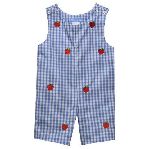 Apple Embroidered Blue Check Boys Shortall