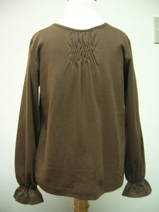 Brown, Rushed Knit Top (ls)