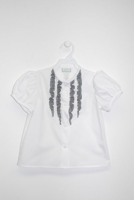 White Blouse with Black Ruffle