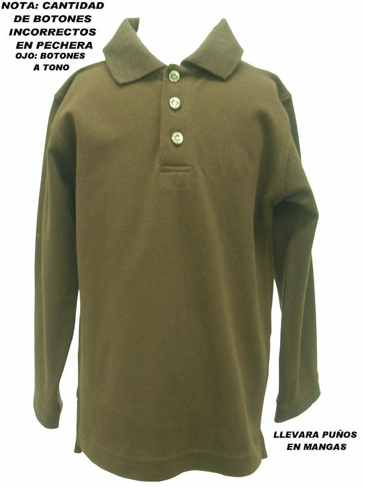 Brown Long Sleeve Polo Box Shirt