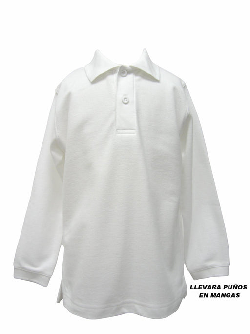 White, Polo Box Shirt (ls)