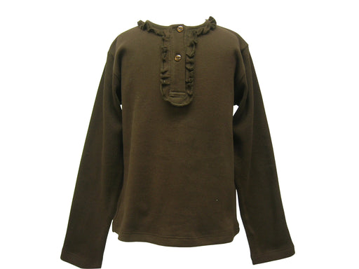 Brown, Ruffle Blouse (ls)