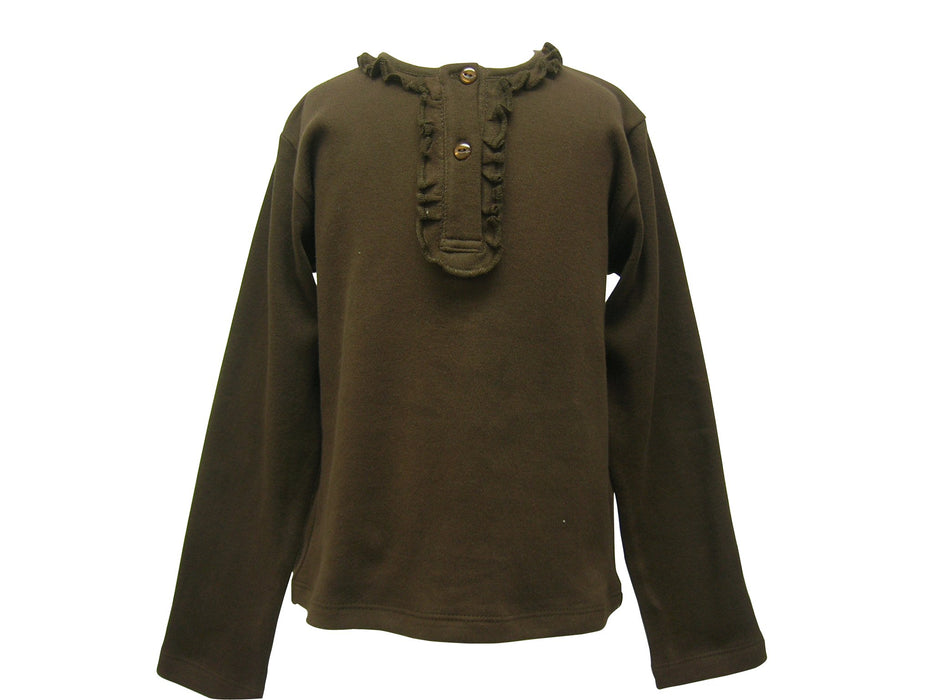 Brown, Ruffle Blouse (ls)