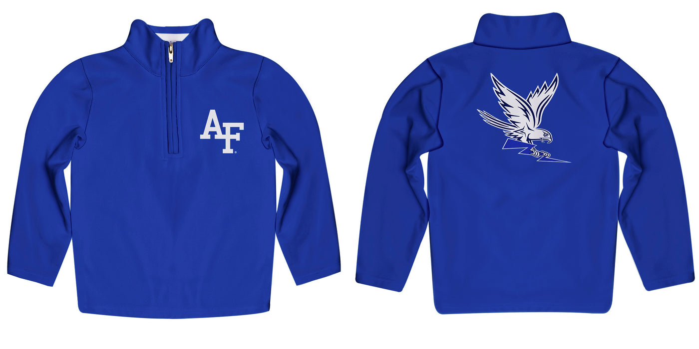 US Airforce Falcons Vive La Fete Game Day Solid Blue Quarter Zip Pullover Sleeves