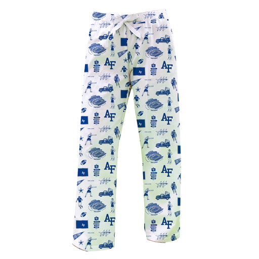 US Airforce Falcons Repeat Print Hand Sketched Vive La Fete Impressions Artwork Womens  White  Lounge Pants