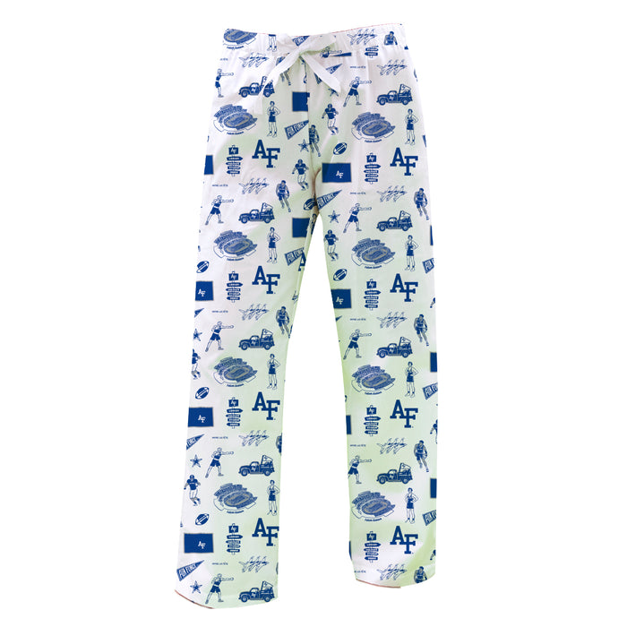 US Airforce Falcons Repeat Print Hand Sketched Vive La Fete Impressions Artwork Womens  White  Lounge Pants