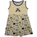 Akron Zips Sleeveless Tank Dress Girls Gold Repeat Print Hand Sketched Vive La Fete Impressions