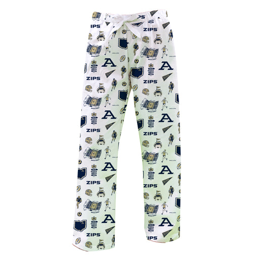 Akron Zips Repeat Print Hand Sketched Vive La Fete Impressions Artwork Womens  White  Lounge Pants