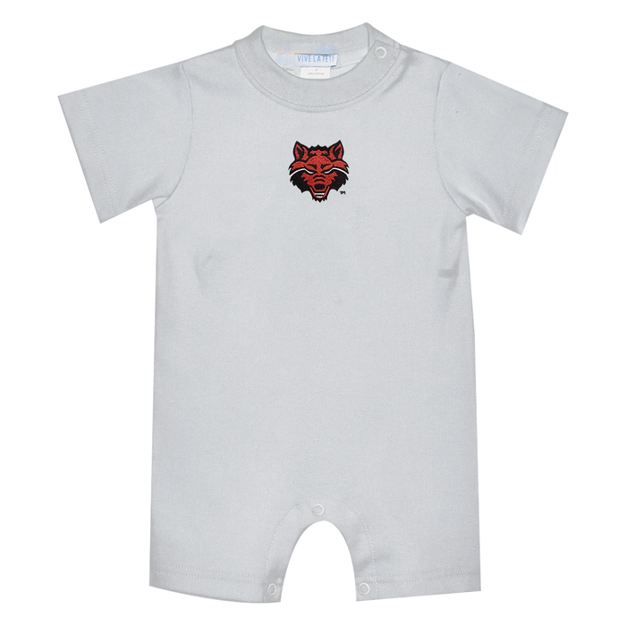 Arkansas State Red Wolves Embroidered White Knit Short Sleeve Boys Romper