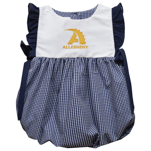 Allegheny Gators Embroidered Navy Gingham Girls Bubble