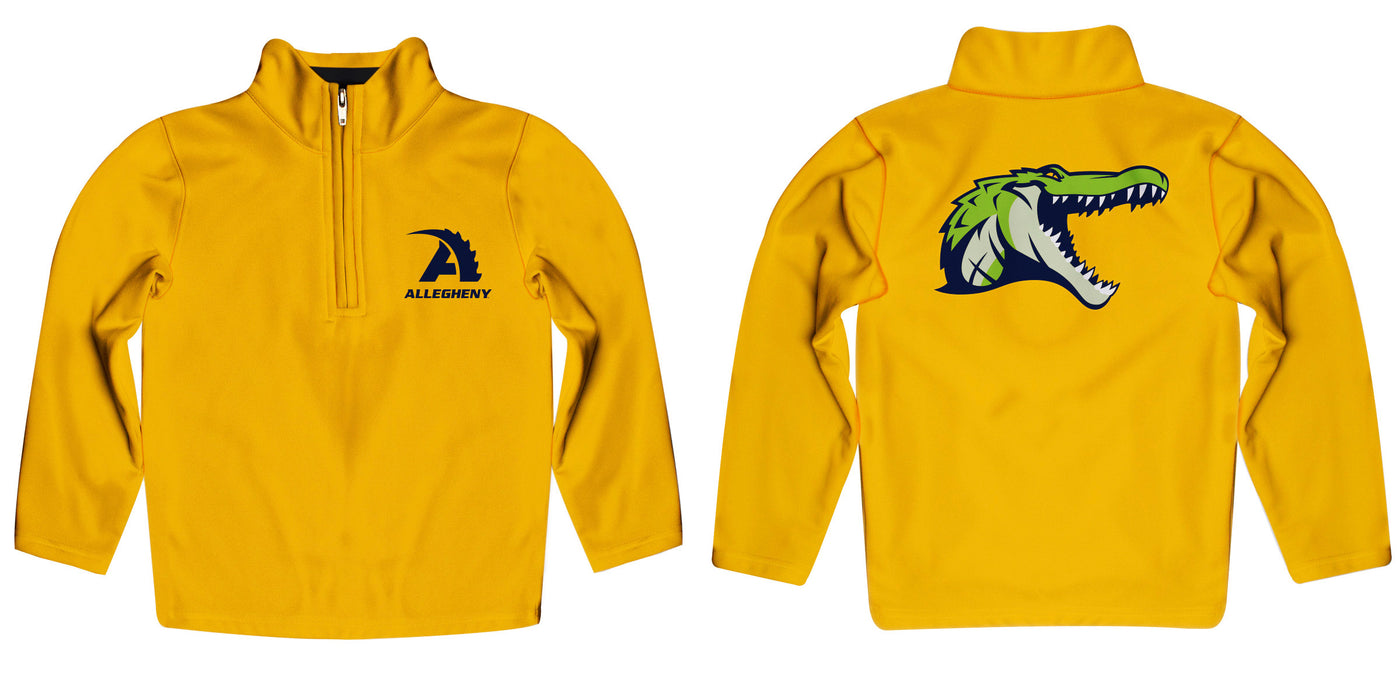 Allegheny Gators Vive La Fete Game Day Solid Yellow Quarter Zip Pullover Sleeves