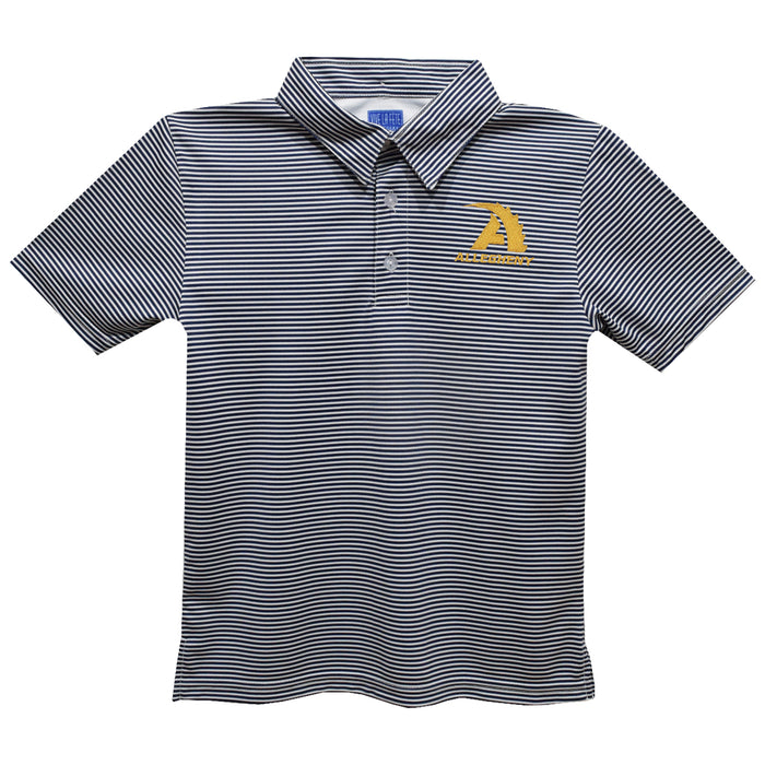 Allegheny Gators Embroidered Navy Stripes Short Sleeve Polo Box Shirt