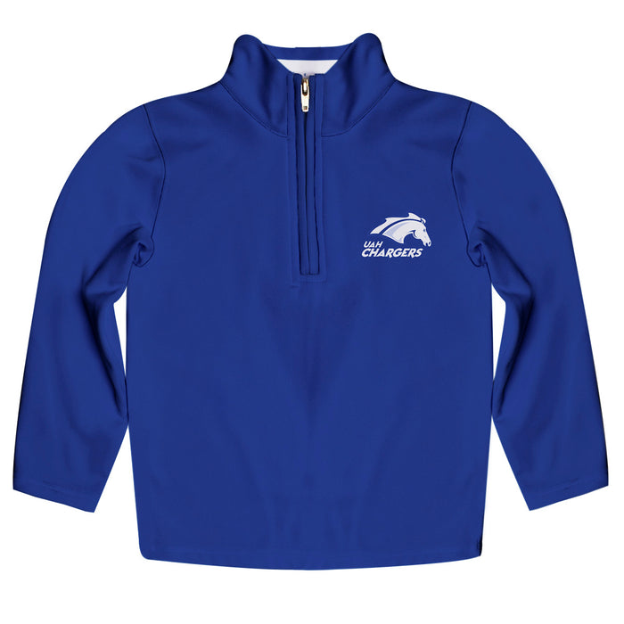 UAH Chargers Vive La Fete Logo and Mascot Name Womens Blue Quarter Zip Pullover