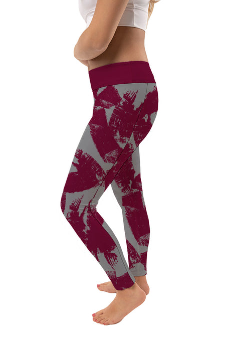 UA Little Rock Trojans UALR Vive La Fete Paint Brush Logo on Waist Women Maroon Yoga Leggings - Vive La Fête - Online Apparel Store