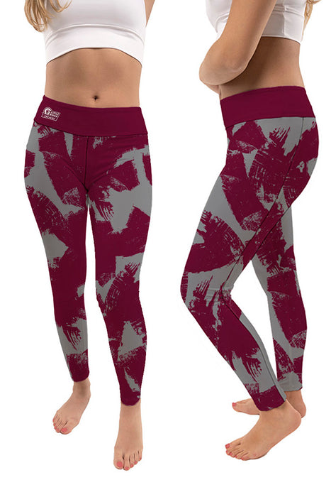 UA Little Rock Trojans UALR Vive La Fete Paint Brush Logo on Waist Women Maroon Yoga Leggings - Vive La Fête - Online Apparel Store