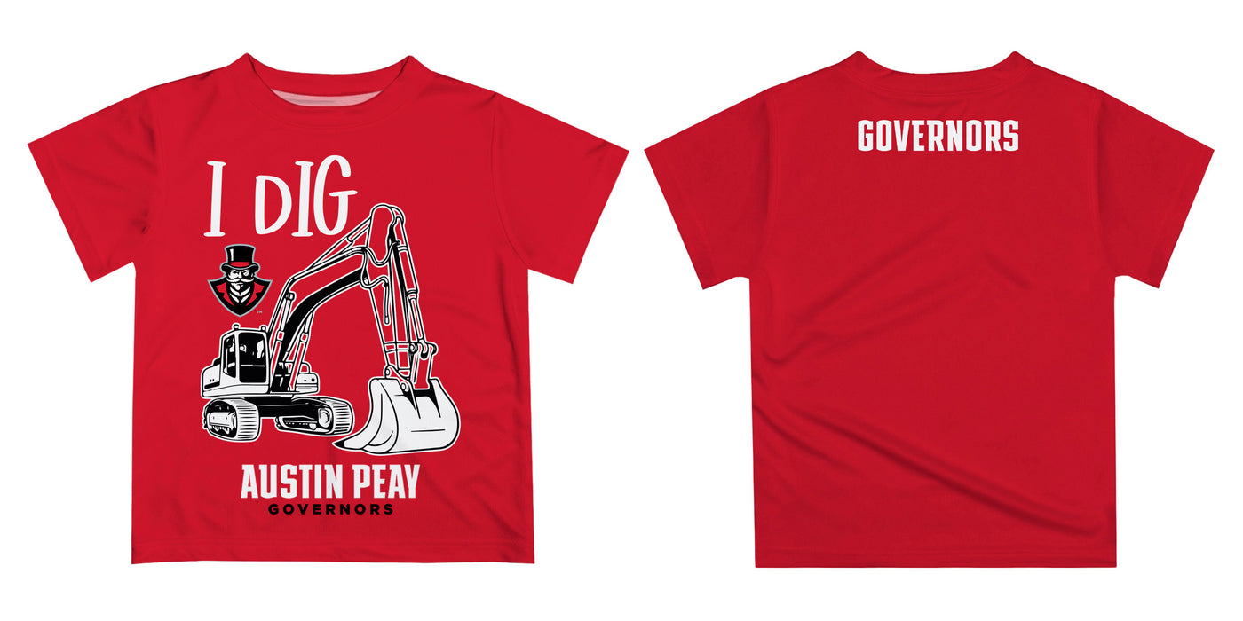 Austin Peay State University Governors Vive La Fete Excavator Boys Game Day Red Short Sleeve Tee - Vive La Fête - Online Apparel Store