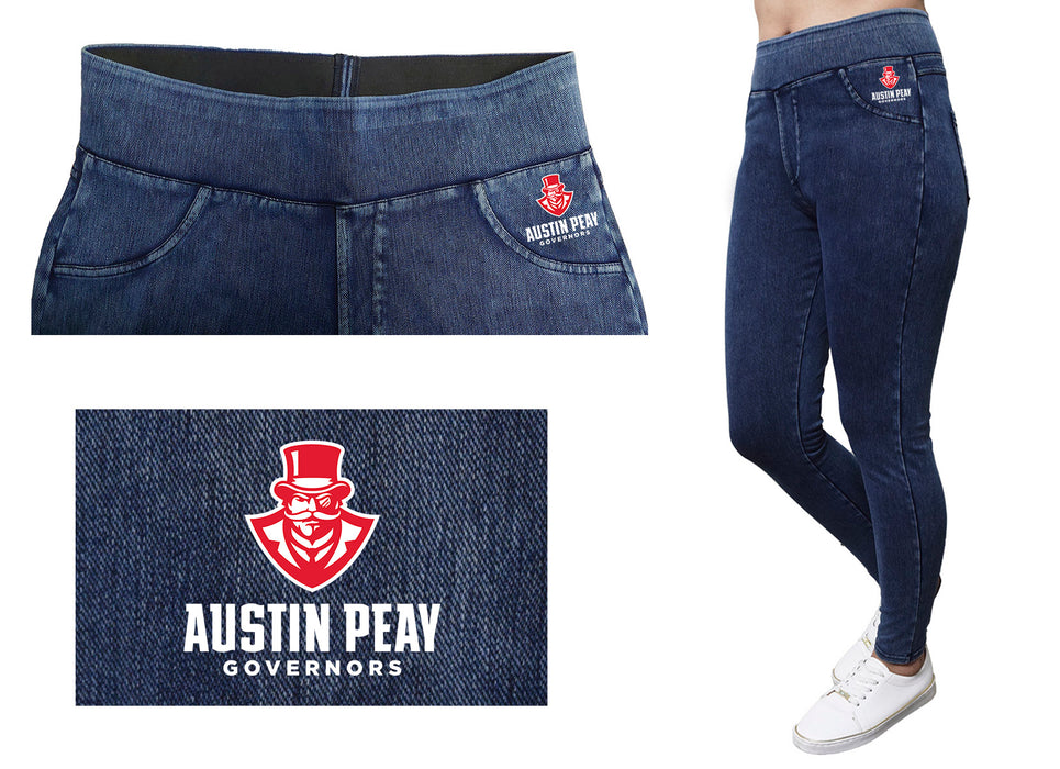 Austin Peay State University Governors Vive La Fete Game Day Collegiate Logo on Fake Pocket Women Red Jeggings