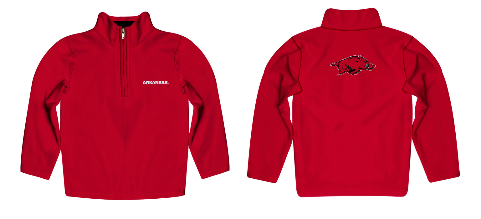 Arkansas Razorbacks Vive La Fete Game Day Solid Cardinal Quarter Zip Pullover Sleeves