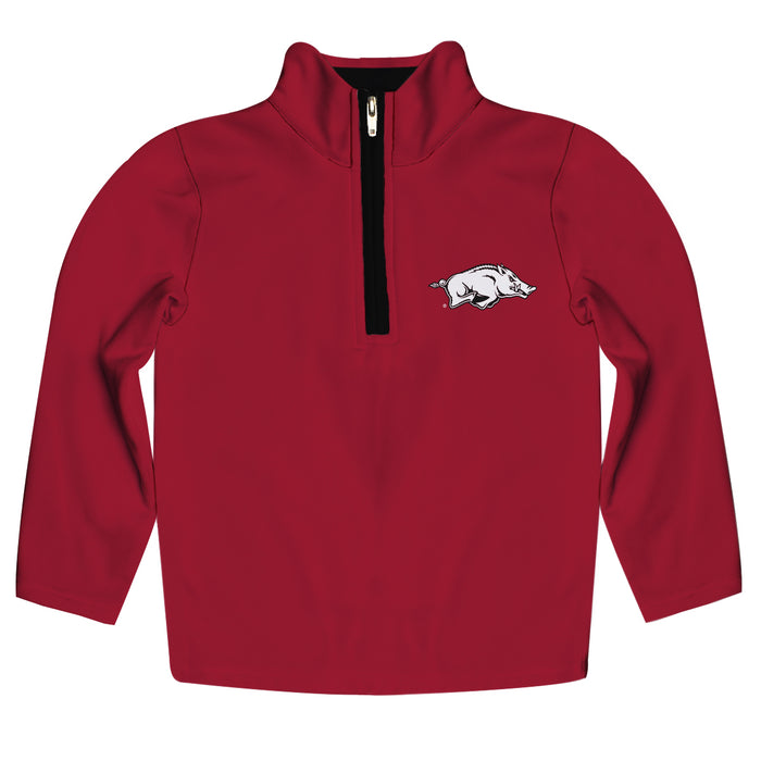 Arkansas Razorbacks Hand Sketched Vive La Fete Impressions Artwork  Cardinal Quarter Zip Pullover V1