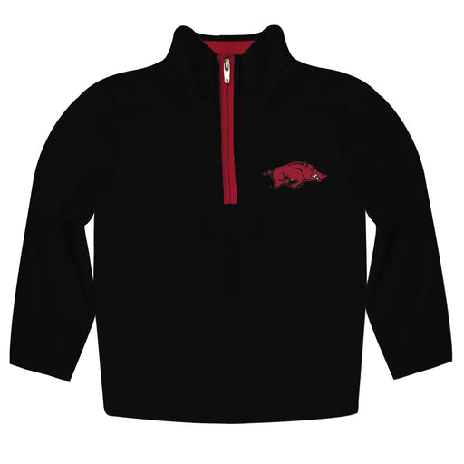 Arkansas Razorbacks Hand Sketched Vive La Fete Impressions Artwork  Black Quarter Zip Pullover V1